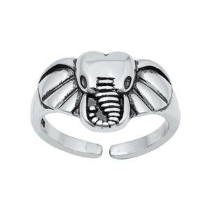 .925 Sterling Silver Elephant Head Toe Ring